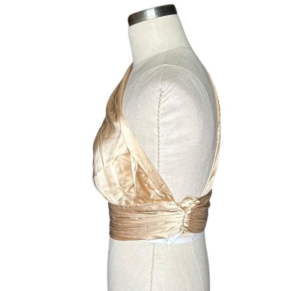 NAKD NA-KD Beige Gold Satin One Shoulder Crop Top Women's Size XS 34 Glam - Picture 4 of 7